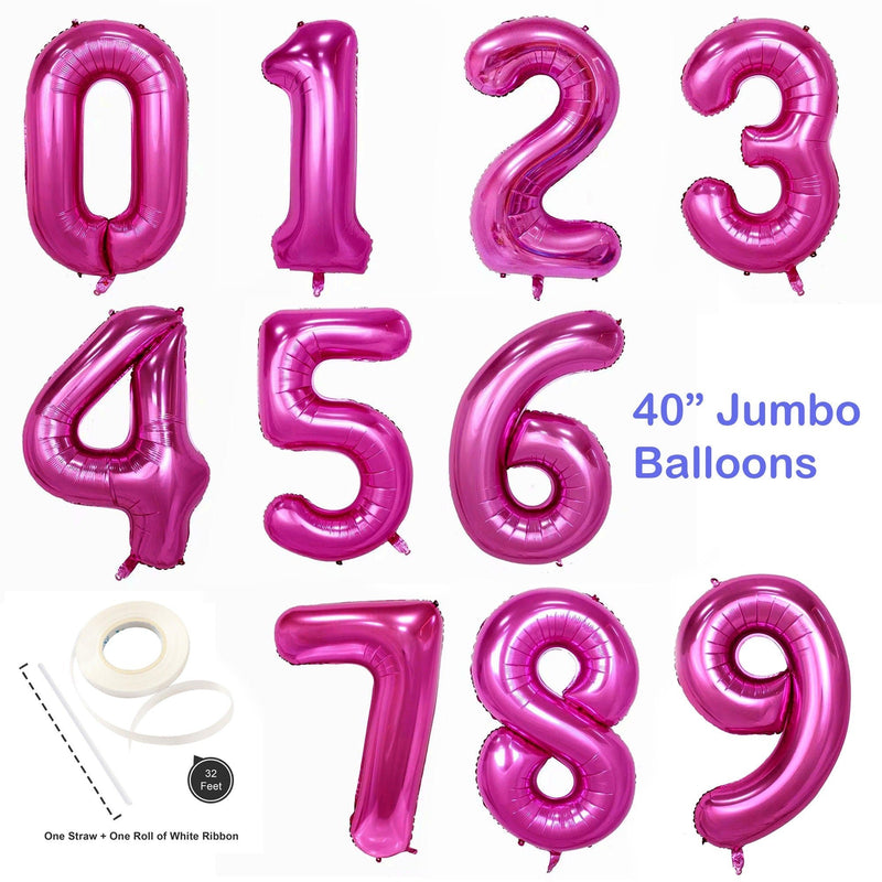 Globo numérico de 40 "0/1/2/3/4/5/6/7/8/9 Globo de aluminio Decoración de fiesta de cumpleaños Oro Plata Azul Rosa Rojo Negro Rosa Oro Verde Púrpura Arco iris - SACASUSA
