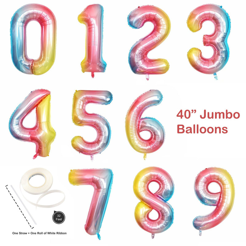 Globo numérico de 40 "0/1/2/3/4/5/6/7/8/9 Globo de aluminio Decoración de fiesta de cumpleaños Oro Plata Azul Rosa Rojo Negro Rosa Oro Verde Púrpura Arco iris - SACASUSA