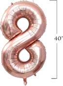 Globos con números de Mylar de lámina de oro rosa gigante de 40 pulgadas para niña 1 2 3 4 5 6 7 8 9 0 Decoraciones para fiesta de cumpleaños Años de antigá¼edad Fiesta de aniversario para niña - SACASUSA