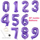 Globos de helio con números gigantes, color morado, 40 ", 0,1,2,3,4,5,6,7,8,9, decoración para fiesta de boda y cumpleaños - SACASUSA