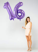 Globos de helio con números gigantes, color morado, 40 ", 0,1,2,3,4,5,6,7,8,9, decoración para fiesta de boda y cumpleaños - SACASUSA