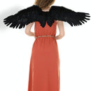 Grandes alas de ángel de plumas negras para adultos con halo gratis - SACASUSA