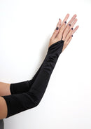 Guantes extralargos de color satinado para novia, sin dedos, sobre el codo, grado A, para fiesta de Halloween, cosplay, formal, años 20, largo operativo, fiesta de graduación rugiente - SACASUSA
