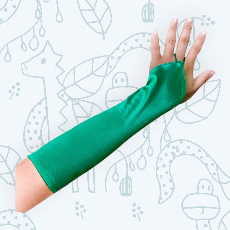 Guantes sin dedos de color satinado para novias de grado A para niños, fiesta de Halloween, Cosplay, formal, años 20, fiesta de graduación rugiente, niñas, niños, 13 pulgadas de largo - SACASUSA
