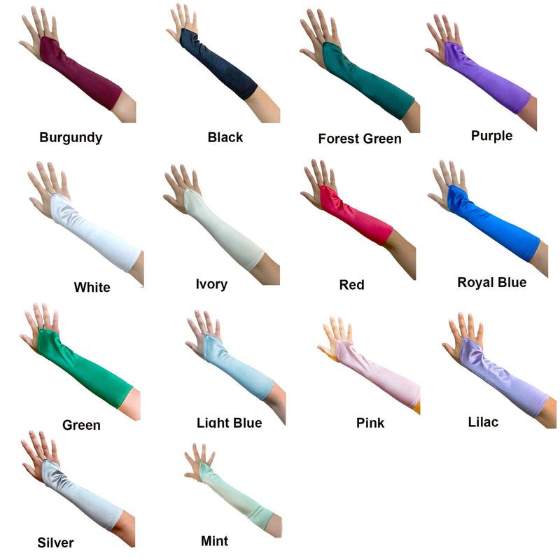 Guantes sin dedos de color satinado para novias de grado A para niños, fiesta de Halloween, Cosplay, formal, años 20, fiesta de graduación rugiente, niñas, niños, 13 pulgadas de largo - SACASUSA