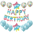 Juego de decoraciones de globos de feliz cumpleaños de 16 pulgadas, 13 pancartas con letras, globos gigantes de papel de estrella, globos de confeti, globos de látex (arco iris) - SACASUSA