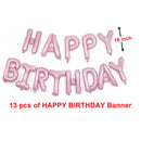 Juego de decoraciones de globos de feliz cumpleaños de color rosa bebé de 16 pulgadas: pancarta de letras de 13 piezas, lámina de estrella gigante de 2 piezas, confeti de 4 piezas, globos de látex de 6 piezas - SACASUSA