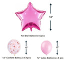 Juego de decoraciones de globos de feliz cumpleaños de color rosa bebé de 16 pulgadas: pancarta de letras de 13 piezas, lámina de estrella gigante de 2 piezas, confeti de 4 piezas, globos de látex de 6 piezas - SACASUSA
