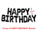 Juego de decoraciones de globos de feliz cumpleaños de oro negro de 16 pulgadas, 13 piezas, pancarta con letras, globos de papel de estrella gigante, globos de confeti de 12 pulgadas, globos de látex - SACASUSA