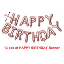 Juego de decoraciones de globos de feliz cumpleaños de oro rosa de 16 pulgadas: pancarta de letras de 13 piezas, lámina de estrella gigante de 2 piezas, confeti de 4 piezas, globos de látex de 6 piezas - SACASUSA