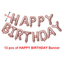 Juego de decoraciones de globos de feliz cumpleaños de oro rosa de 16 pulgadas: pancarta de letras de 13 piezas, lámina de estrella gigante de 2 piezas, confeti de 4 piezas, globos de látex de 6 piezas - SACASUSA