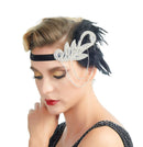 Negro Plata Vintage Inspirado El Gran Gatsby Rhinestone con cuentas Diadema 1920 tocado Flapper Pluma Nupcial Boda Art Déco Tocado - SACASUSA