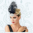 Negro Plata Vintage Inspirado El Gran Gatsby Rhinestone con cuentas Diadema 1920 tocado Flapper Pluma Nupcial Boda Art Déco Tocado - SACASUSA