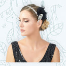 Negro Plata Vintage Inspirado El Gran Gatsby Rhinestone con cuentas Diadema 1920 tocado Flapper Pluma Nupcial Boda Art Déco Tocado - SACASUSA