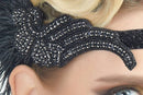 Negro Vintage inspirado El gran Gatsby Rhinestone con cuentas diadema 1920 tocado Flapper negro pluma nupcial boda tocado Art Déco - SACASUSA