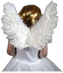 Nuevas alas de ángel de hadas blancas de plumas pequeñas con Halo gratis para niños niñas disfraz de Halloween tamaño de fiesta 18x13 pulgadas - SACASUSA