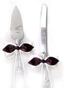 Nupcial Amor Nudo Satén Arco Pastel Cuchillo Servidor Set Accesorios de Boda Regalos Favores Marfil Blanco Negro Marrón Rojo Rosa Borgoña Vino Fotografá­a - SACASUSA
