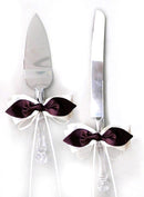 Nupcial Amor Nudo Satén Arco Pastel Cuchillo Servidor Set Accesorios de Boda Regalos Favores Marfil Blanco Negro Marrón Rojo Rosa Borgoña Vino Fotografá­a - SACASUSA