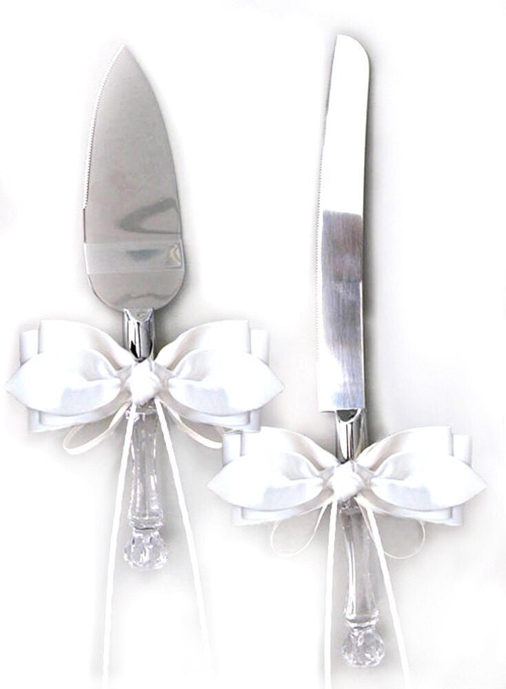 Nupcial Amor Nudo Satén Arco Pastel Cuchillo Servidor Set Accesorios de Boda Regalos Favores Marfil Blanco Negro Marrón Rojo Rosa Borgoña Vino Fotografá­a - SACASUSA