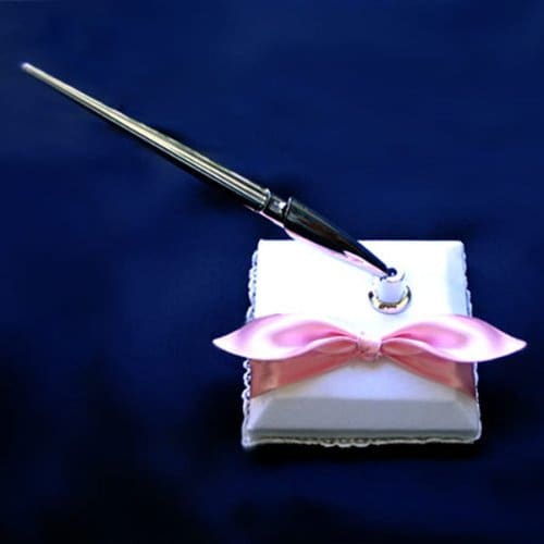 Nupcial Amor Nudo Satén Arco Pluma Set Soporte Accesorios de Boda Marfil Blanco Negro Marrón Rojo Rosa Claro Borgoña Vino Plata Oro Tono Pluma - SACASUSA