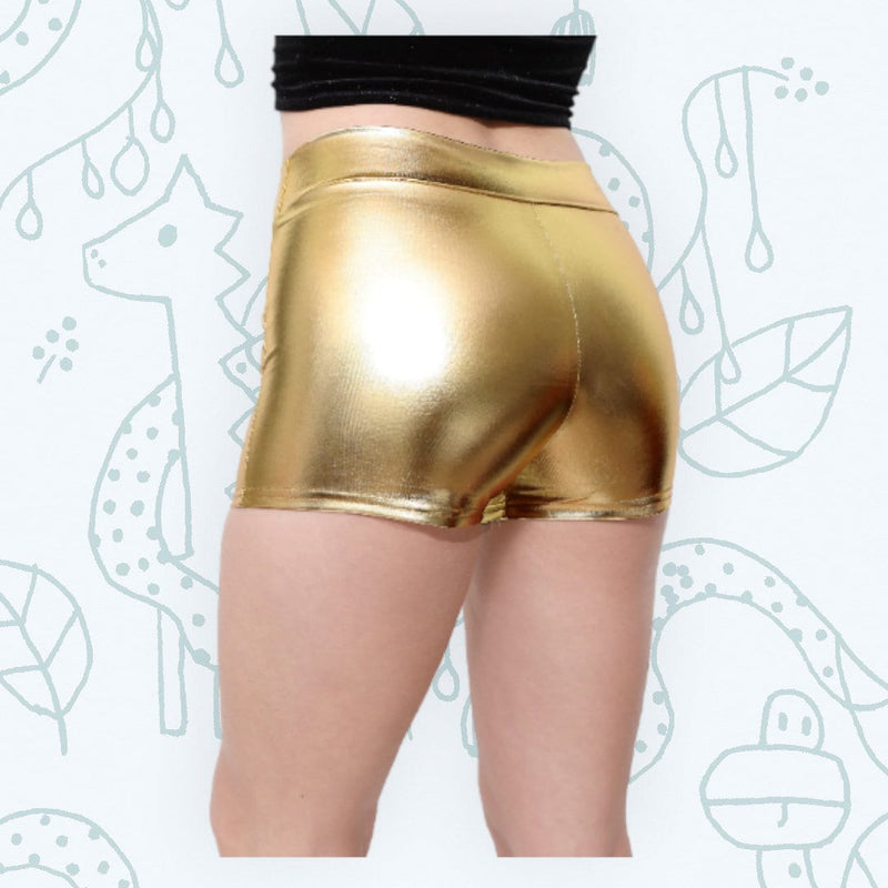 Shiny Gold Metallic Elastic Bootie Boy Hot Mini Shorts Halloween Costu