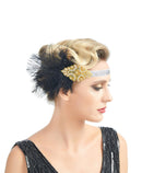 Oro Negro Plata Pluma Vintage Inspirado El Gran Gatsby Rhinestone Cristales Diadema 1920s tocado Flapper Boda Nupcial Art Déco - SACASUSA