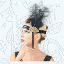 Oro Vintage inspirado El gran Gatsby plata Rhinestone con cuentas diadema 1920s tocado Flapper pluma negra tocado nupcial Art Déco - SACASUSA