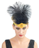 Oro Vintage inspirado El gran Gatsby Rhinestone con cuentas diadema 1920 tocado Flapper negro pluma nupcial tocado de boda Art Déco - SACASUSA