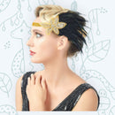 Oro Vintage inspirado El gran Gatsby Rhinestone con cuentas diadema 1920 tocado Flapper negro pluma nupcial tocado de boda Art Déco - SACASUSA
