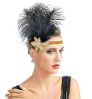 Oro Vintage inspirado El gran Gatsby Rhinestone con cuentas diadema 1920 tocado Flapper negro pluma nupcial tocado de boda Art Déco - SACASUSA
