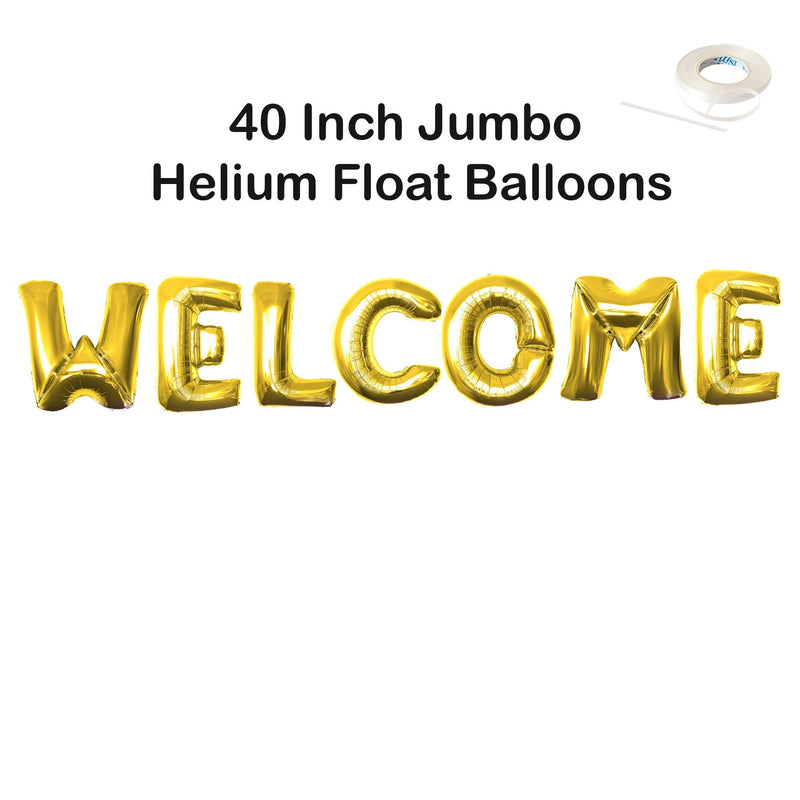 Pancarta de globo con letras de bienvenida Jumbo de 40 pulgadas, decoraciones para fiestas en oro, oro rosa, plata, negro, azul y rosa, flotador de helio DIY - SACASUSA
