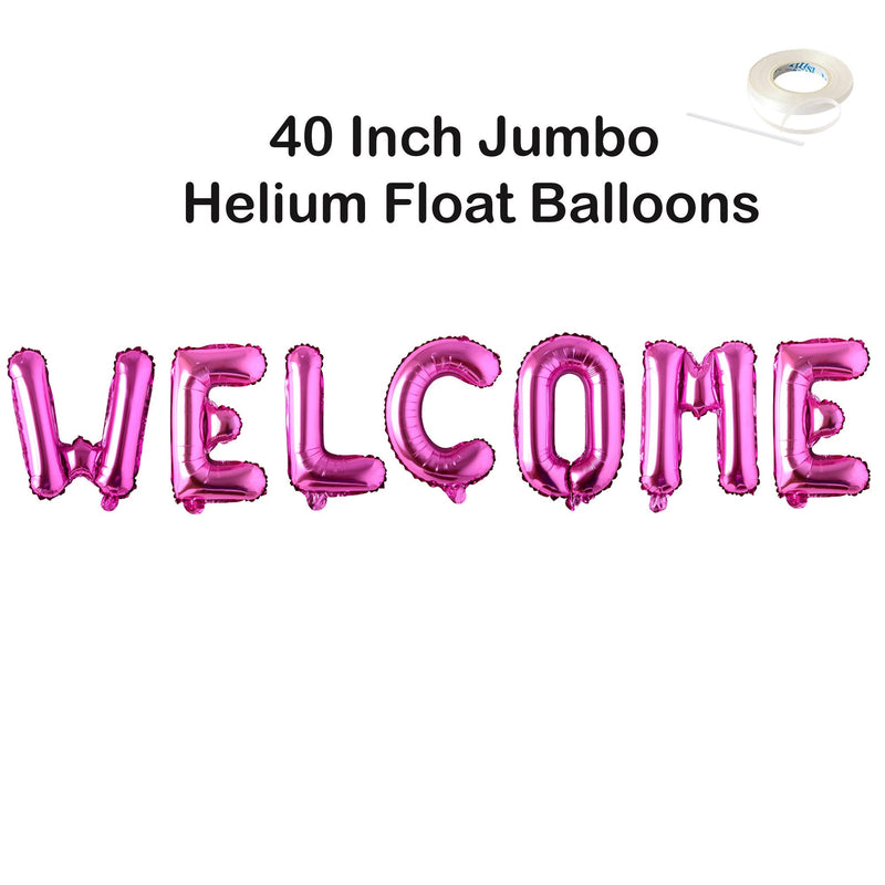 Pancarta de globo con letras de bienvenida Jumbo de 40 pulgadas, decoraciones para fiestas en oro, oro rosa, plata, negro, azul y rosa, flotador de helio DIY - SACASUSA