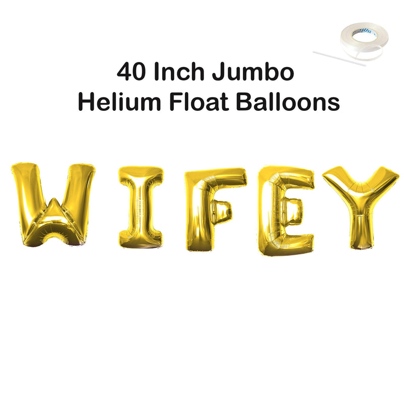 Pancarta de globo con letras Jumbo WIFEY de 40 pulgadas: oro, oro rosa, plata, negro, azul, rosa, decoraciones para fiesta de despedida de soltera para despedida de soltera, - SACASUSA