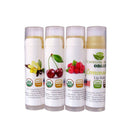 Paquete de 4 bálsamos labiales orgánicos certificados por USDA. 100% orgánico, vegano, todos los sabores naturales, cereza, vainilla, frambuesa, limonada, lápiz labial, sin parabenos, OGM - SACASUSA