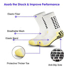 Paquete de 4 pares de calcetines antideslizantes de fútbol premium para hombres y mujeres, calcetines de fútbol transpirables, calidad de agarre corto deportivo, amarillo, verde, blanco, negro, rojo y azul - SACASUSA