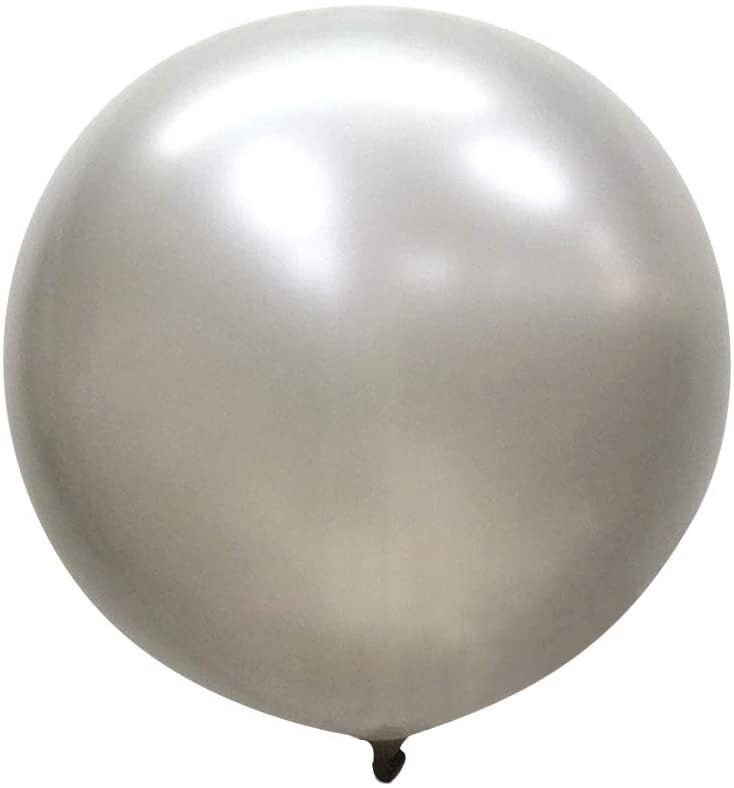 Paquete de 5 unidades redondas de 36 pulgadas, color plateado, para Halloween, globos gigantes de látex gruesos, baby shower, género, revelación, cumpleaños, boda, compromiso, decoración de fiesta - SACASUSA