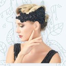 Pluma negra Vintage inspirado El gran Gatsby Rhinestone con cuentas Diadema 1920 tocado Flapper Novia Tocado de boda Art Deco mujeres - SACASUSA