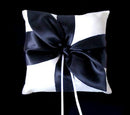 Portador de la almohada del anillo del arco del satén del nudo negro grande del amor de la boda nupcial blanca ¡Simple pero con clase! Accesorios de boda Calidad y artesaná­a de primer nivel - SACASUSA