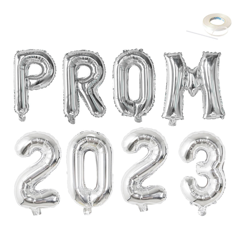 PROM 2023 -Globos con letras gigantes de 40 pulgadas Decoraciones de Nochevieja Fiesta de graduación Graduación Oro rosa Plata Negro Rosa intenso Globo azul Banner - SACASUSA
