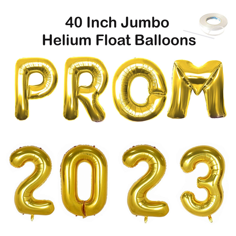 PROM 2023 -Globos con letras gigantes de 40 pulgadas Decoraciones de Nochevieja Fiesta de graduación Graduación Oro rosa Plata Negro Rosa intenso Globo azul Banner - SACASUSA