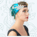 Turquesa azul pluma plata vintage inspirado el gran Gatsby Rhinestone con cuentas diadema 1920 tocado Flapper novia boda Art Déco - SACASUSA