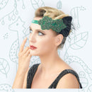 Verde Vintage inspirado El gran Gatsby Rhinestone con cuentas diadema 1920 tocado Flapper negro pluma novia tocado de boda Art Déco - SACASUSA