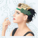 Verde Vintage inspirado El gran Gatsby Rhinestone con cuentas diadema 1920 tocado Flapper negro pluma novia tocado de boda Art Déco - SACASUSA