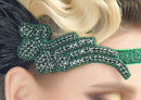 Verde Vintage inspirado El gran Gatsby Rhinestone con cuentas diadema 1920 tocado Flapper negro pluma novia tocado de boda Art Déco - SACASUSA
