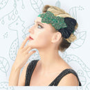 Verde Vintage inspirado El gran Gatsby Rhinestone con cuentas diadema 1920 tocado Flapper negro pluma novia tocado de boda Art Déco - SACASUSA