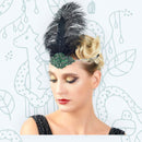 Verde Vintage Pluma El Gran Gatsby Rhinestone con cuentas Diadema 1920 tocado Flapper Pluma Negra Halloween Cosplay Tocado Art Déco - SACASUSA