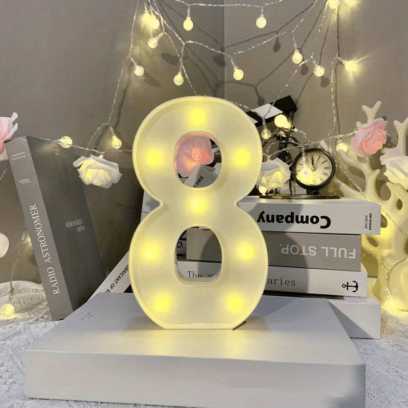 Versátil Luz de Mesa LED de Neón de Alfabeto y Números: Funciona con Baterías, Ideal para Fiestas, Celebraciones y Decoración del Hogar - ¡Sin Enchufes! - SACASUSA